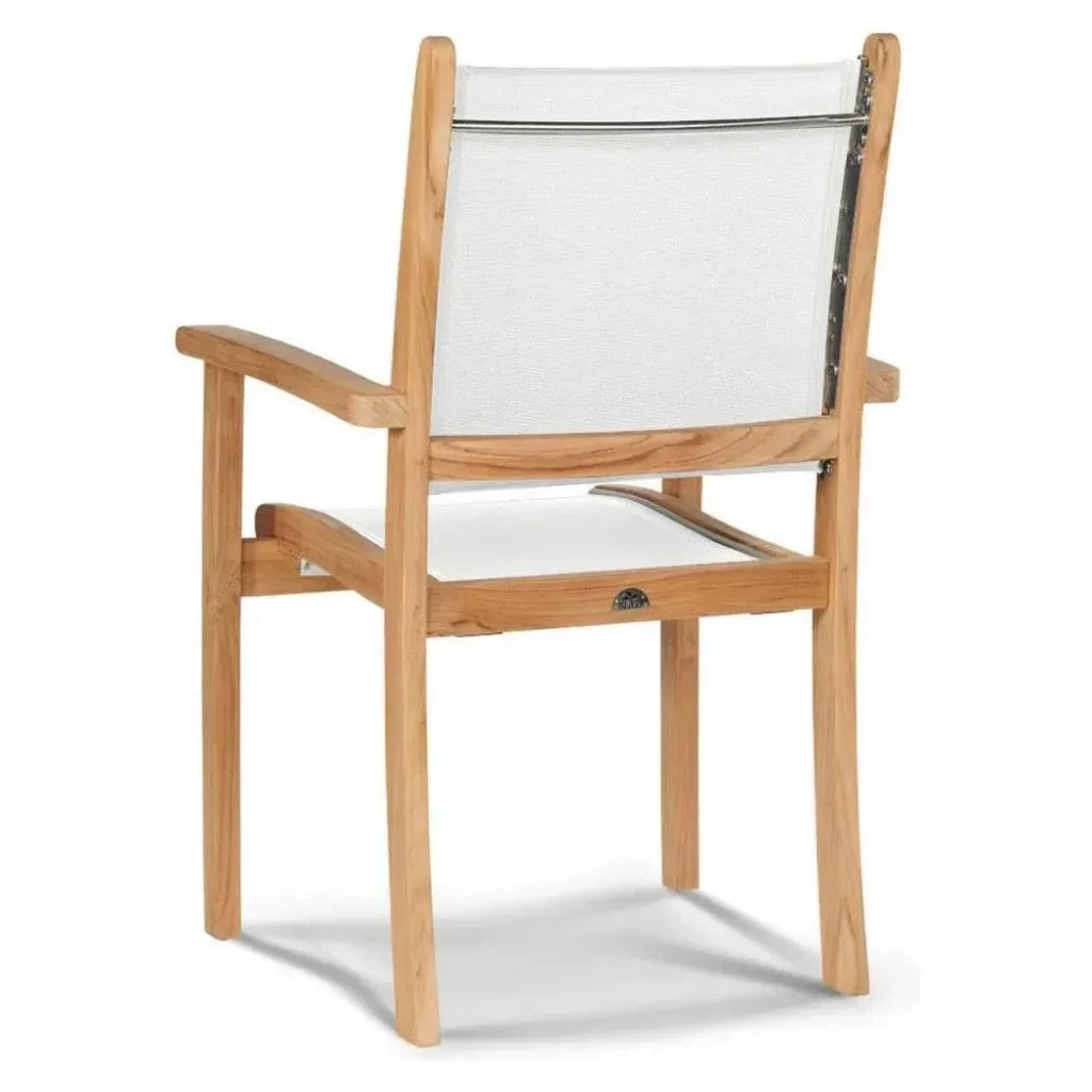 Pearl Stacking Teak Outdoor Dining Armchair 4PC - LOOMLAN - HiTeak - Outdoor Dining Chairs