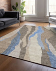 LOOMLAN Rugs Petala Brown Washable Indoor-Outdoor Rug