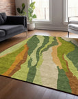LOOMLAN Rugs Petala Green Washable Indoor-Outdoor Rug