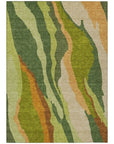 LOOMLAN Rugs Petala Green Washable Indoor-Outdoor Rug