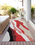 LOOMLAN Rugs Petala Red Washable Indoor-Outdoor Rug