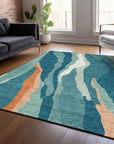 LOOMLAN Rugs Petala Teal Washable Indoor-Outdoor Rug