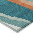 LOOMLAN Rugs Petala Teal Washable Indoor-Outdoor Rug