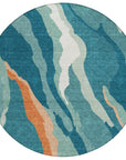 LOOMLAN Rugs Petala Teal Washable Indoor-Outdoor Rug