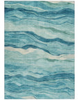LOOMLAN Rugs Prestina Teal Washable Indoor-Outdoor Rug