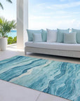 LOOMLAN Rugs Prestina Teal Washable Indoor-Outdoor Rug
