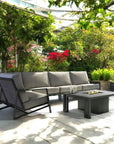 Prism Sectional Sofa Set With Firepit Table - LOOMLAN - Castelle - Outdoor Lounge Sets