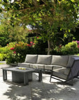 Prism Sectional Sofa Set With Firepit Table - LOOMLAN - Castelle - Outdoor Lounge Sets