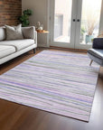 LOOMLAN Rugs Prizme Purple Washable Indoor-Outdoor Rug