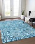 LOOMLAN Rugs Raya Teal Washable Indoor-Outdoor Rug
