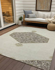 LOOMLAN Rugs Riven Ivory Washable Indoor-Outdoor Rug