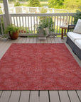 LOOMLAN Rugs Riyala Red Washable Indoor-Outdoor Rug