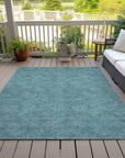 LOOMLAN Rugs Riyala Teal Washable Indoor-Outdoor Rug