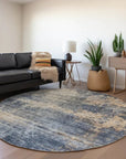 LOOMLAN Rugs Roumiya Blue Washable Indoor-Outdoor Rug