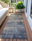 LOOMLAN Rugs Roumiya Blue Washable Indoor-Outdoor Rug