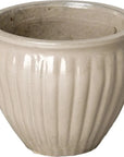 Emissary Round Ridge White Ceramic Planter