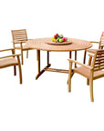 HiTeak Royal 5PC Round Outdoor Dining Set Stacking Armchairs