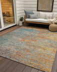 LOOMLAN Rugs Safina Teal Washable Indoor-Outdoor Rug