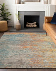 LOOMLAN Rugs Safina Teal Washable Indoor-Outdoor Rug