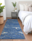 LOOMLAN Rugs Sahari Blue Washable Indoor-Outdoor Rug