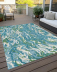 LOOMLAN Rugs Saphara Teal Washable Indoor-Outdoor Rug