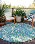 LOOMLAN Rugs Saphara Teal Washable Indoor-Outdoor Rug