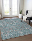 LOOMLAN Rugs Selma Teal Washable Indoor-Outdoor Rug