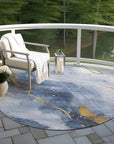 LOOMLAN Rugs Silavie Blue Washable Indoor-Outdoor Rug