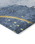 LOOMLAN Rugs Silavie Blue Washable Indoor-Outdoor Rug