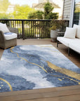 LOOMLAN Rugs Silavie Blue Washable Indoor-Outdoor Rug