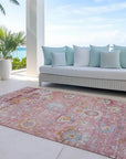 LOOMLAN Rugs Sofia Pink Washable Indoor-Outdoor Rug
