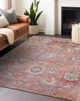LOOMLAN Rugs Sofia Pink Washable Indoor-Outdoor Rug