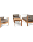 SoHo 4PC Teak Outdoor Patio Deep Set Sunbrella Cushion - LOOMLAN - HiTeak - Outdoor Lounge Sets