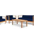 SoHo 4PC Teak Outdoor Patio Deep Set Sunbrella Cushion - LOOMLAN - HiTeak - Outdoor Lounge Sets