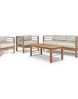 SoHo 4PC Teak Outdoor Patio Deep Set Sunbrella Cushion - LOOMLAN - HiTeak - Outdoor Lounge Sets