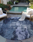LOOMLAN Rugs Solayne Blue Washable Indoor-Outdoor Rug