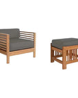 Soleil 2PC Teak Outdoor Lounge Set Sunbrella Cushion - LOOMLAN - HiTeak - Outdoor Lounge Sets