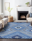 LOOMLAN Rugs Solene Blue Washable Indoor-Outdoor Rug