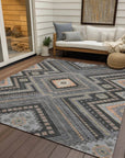 LOOMLAN Rugs Solene Gray Washable Indoor-Outdoor Rug