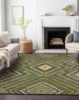 LOOMLAN Rugs Solene Olive Washable Indoor-Outdoor Rug