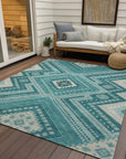 LOOMLAN Rugs Solene Teal Washable Indoor-Outdoor Rug