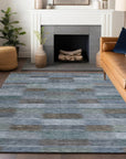 LOOMLAN Rugs Solvia Blue Washable Indoor-Outdoor Rug