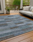 LOOMLAN Rugs Solvia Blue Washable Indoor-Outdoor Rug