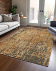 LOOMLAN Rugs Spindlea Orange Washable Indoor-Outdoor Rug