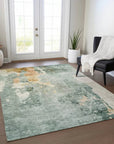 LOOMLAN Rugs Stanley Blue Washable Indoor-Outdoor Rug