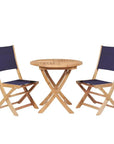 Stella 3PC Round Teak Outdoor Bistro Set Folding Table - LOOMLAN - HiTeak - Outdoor Bistro Sets