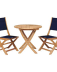 Stella 3PC Round Teak Outdoor Bistro Set Folding Table - LOOMLAN - HiTeak - Outdoor Bistro Sets