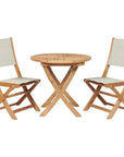 Stella 3PC Round Teak Outdoor Bistro Set Folding Table - LOOMLAN - HiTeak - Outdoor Bistro Sets