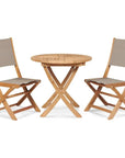 Stella 3PC Round Teak Outdoor Bistro Set Folding Table - LOOMLAN - HiTeak - Outdoor Bistro Sets