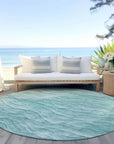 LOOMLAN Rugs Stratora Teal Washable Indoor-Outdoor Rug